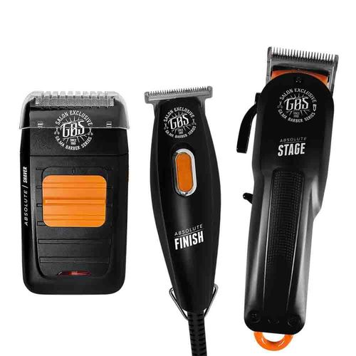 Kit GBS Barbeador Shaver e Máquina Stage E Finish Bivolt